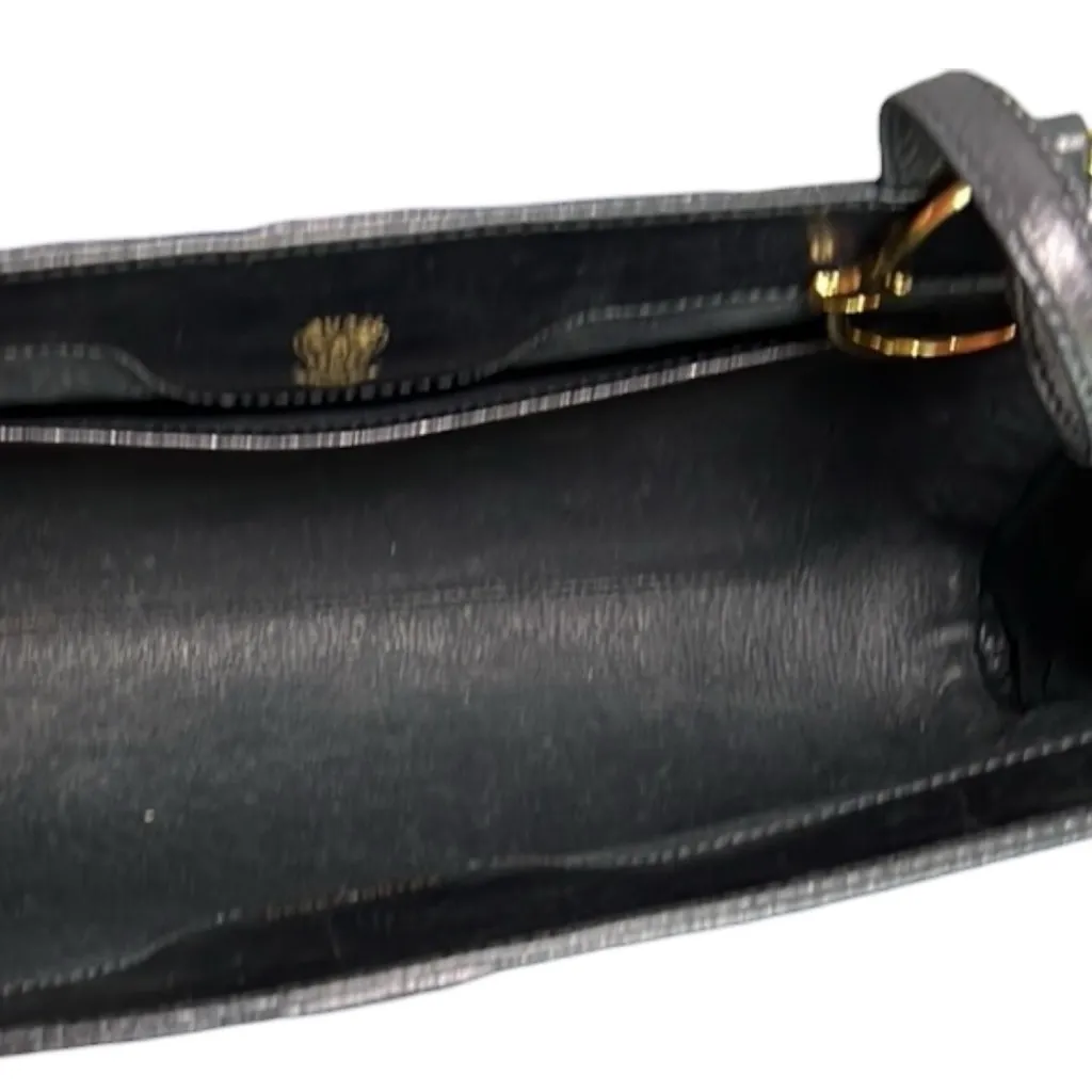 Gucci Vintage Clutch Gold Tone Clip Closure Black Suede leather COA - Image 10