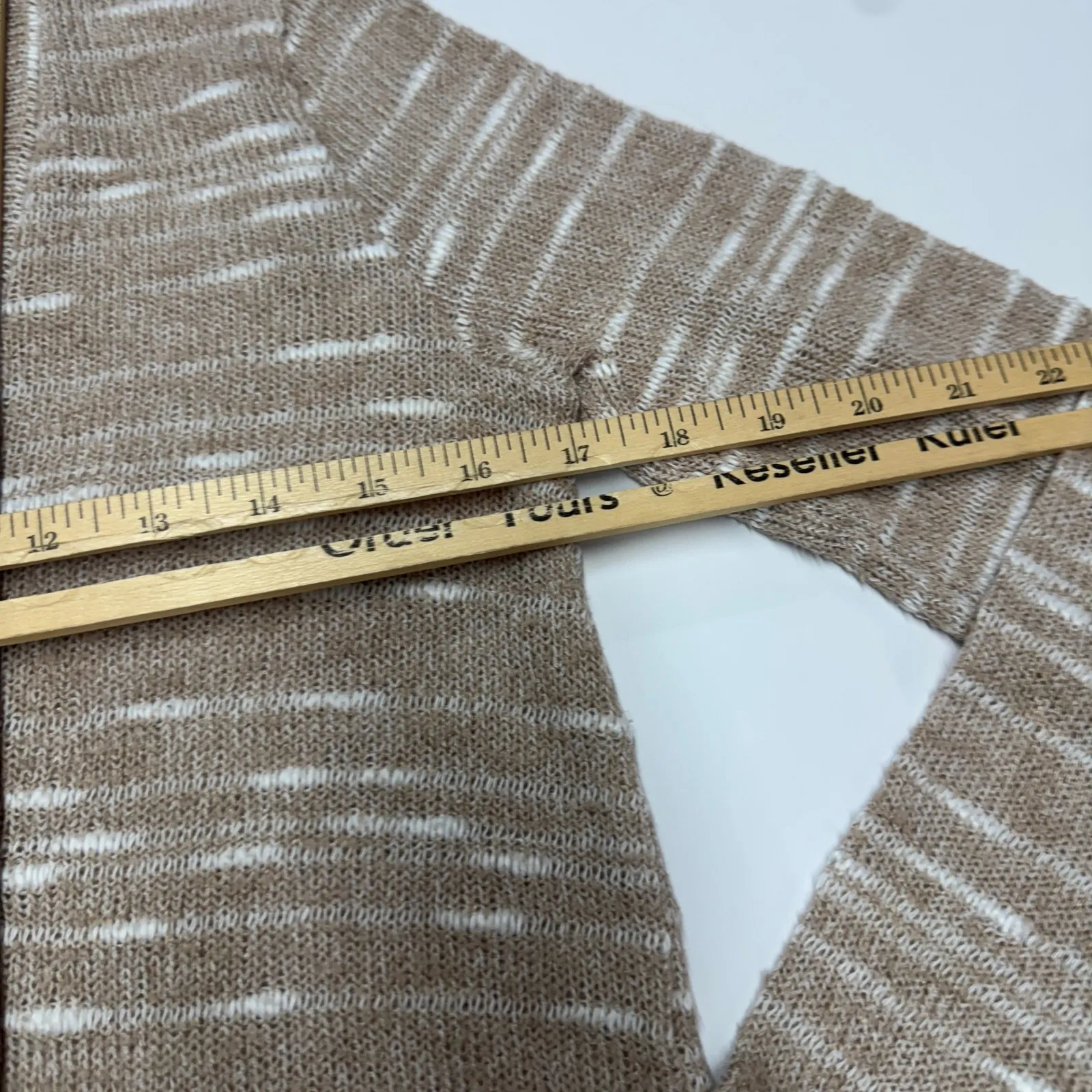 Splendid Cardigan Womens Medium Beige White Striped Knit Open Front Sweater - Image 5