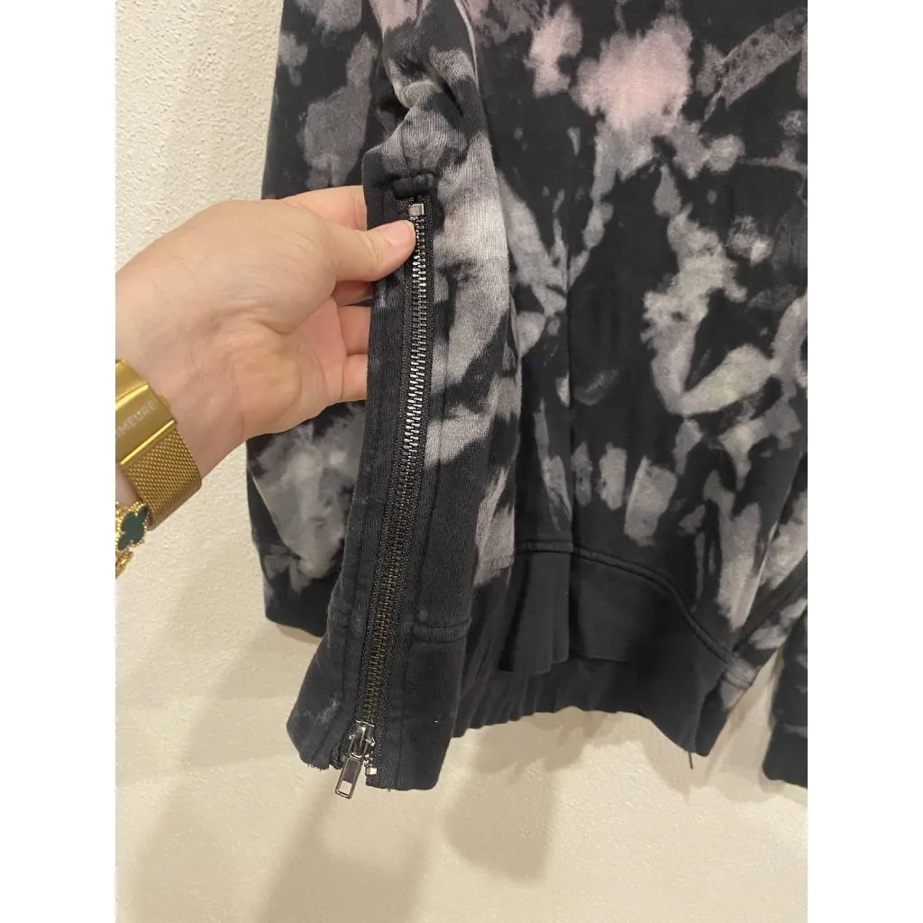 Rails Marlo Sweatshirt Womens Small Black Rainbow Tie Dye Zipper Cuff Pullover - Image 4