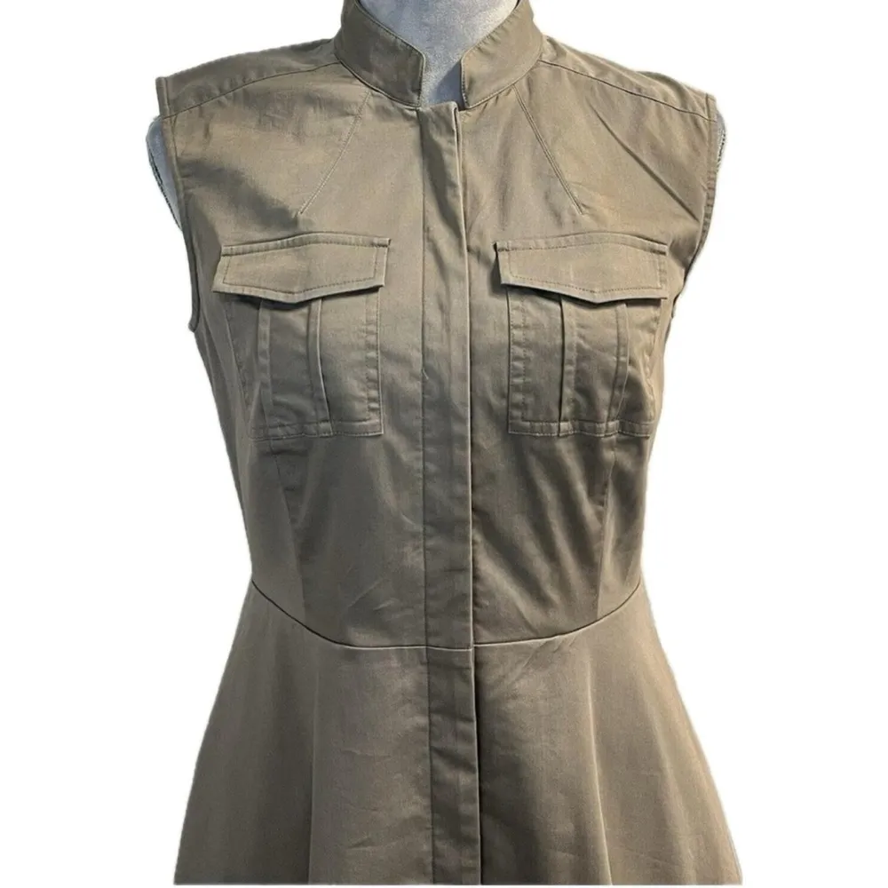 Ann Taylor Sleeveless Utility Shirt Dress, khaki green - Size 8 - Image 6