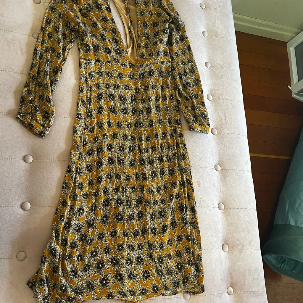 Dance & Marvel Blue Tan Bishop Sleeve Sundress - Image 7