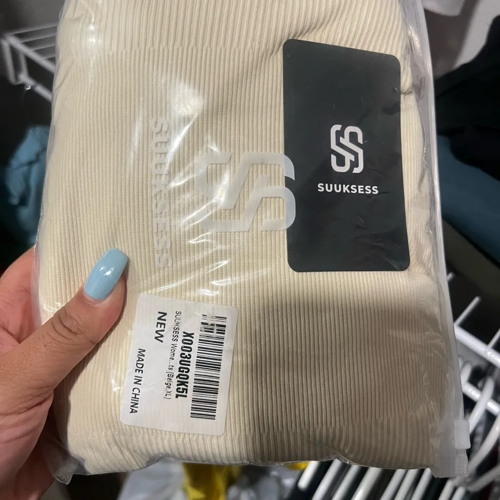 Cream Ribbed Long Sleeve Jumpsuit Size XL - Image 3