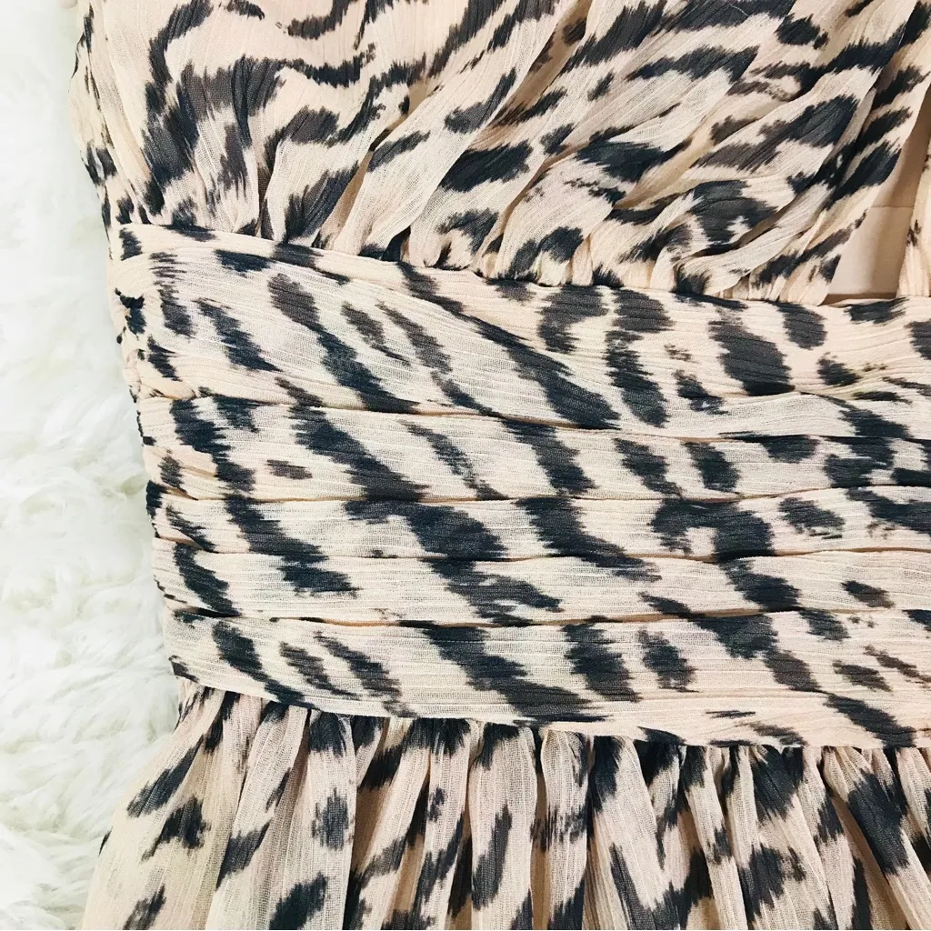 GIANNI BINI Leopard Print Maxi Dress One Shoulder Long Sleeve Party Size 0 New‎ - Image 7