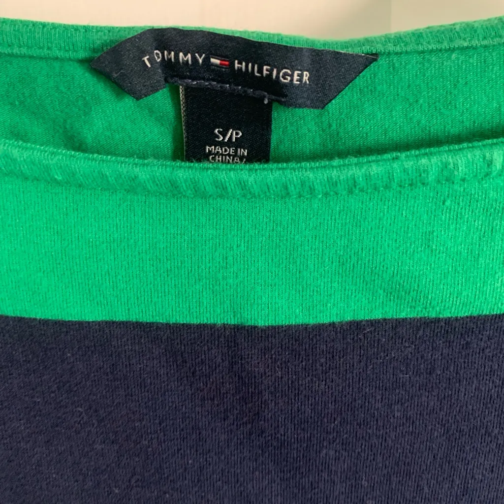 Tommy Hilfiger Green & Blue Striped Anchor Nautical Soft Shift Tee Dress Size S - Image 4