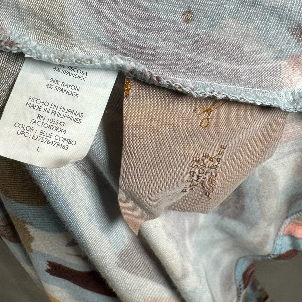 light blue abstract print empire waist dress size large NWOT - Image 5