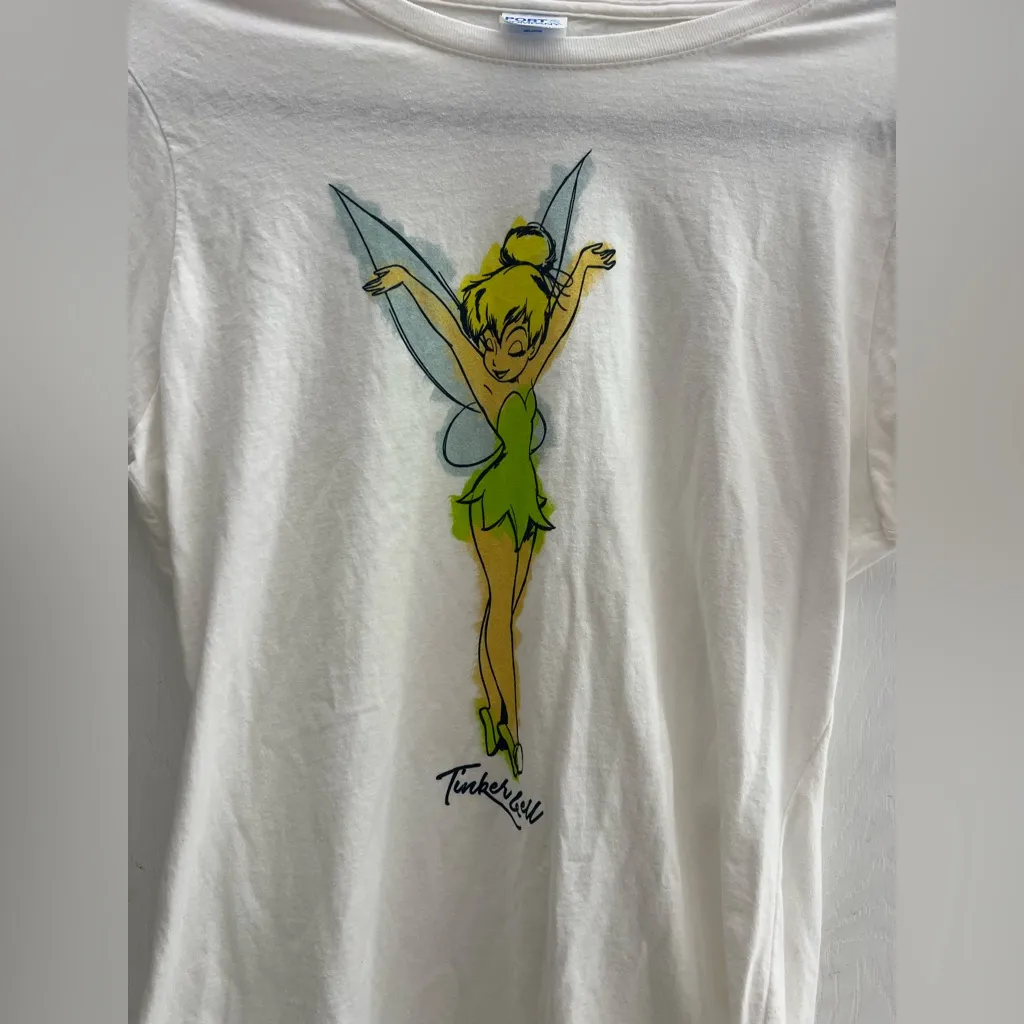 Women's Peter Pan Tinker Bell Retro Watercolor Portrait Graphic T-Shirt size L - Image 5