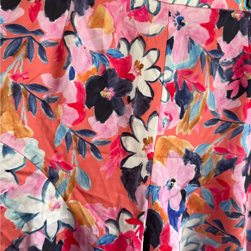 Never Fully Dressed Pink Floral Print High Waisted Flutter Shorts Women 6 Summer - Image 2