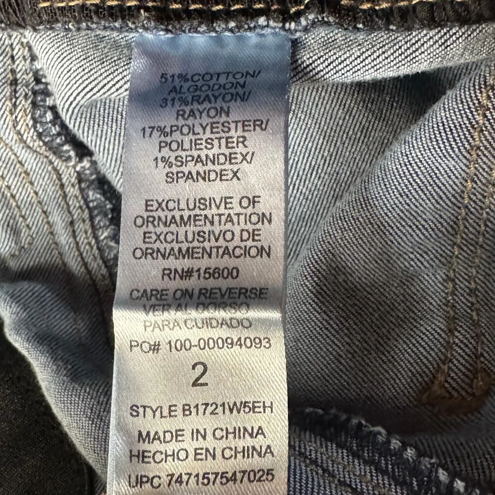 Democracy SZ 2 “Ab”solution Jeans Mid-Rise Stretch Zip-Fly Whiskered Dark Wash - Image 9