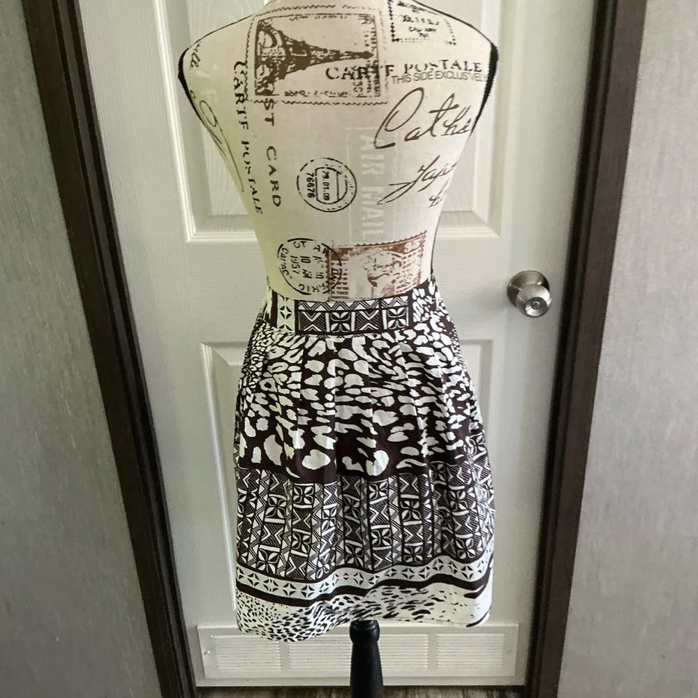 Wrapper Elegant Brown and White Skirt Size 7 - Image 3