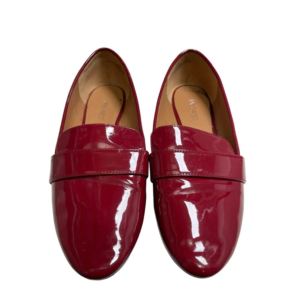 Nine West Red Burgundy Crimson Patent Leather Loafer Flats Round Pointed Toe 9.5 - Image 12