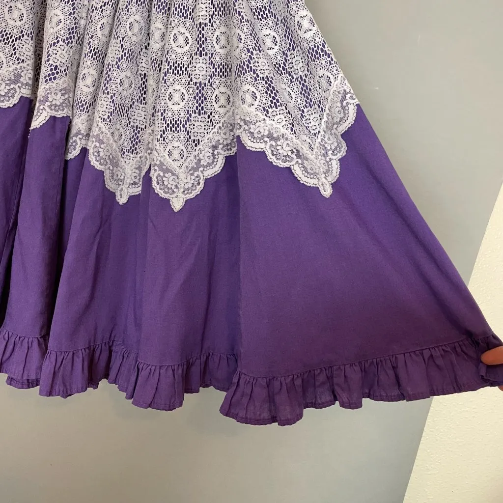 Handmade Skirt Lace Purple‎ White Elastic Waistband Country Line Dance Rodeo - Image 5