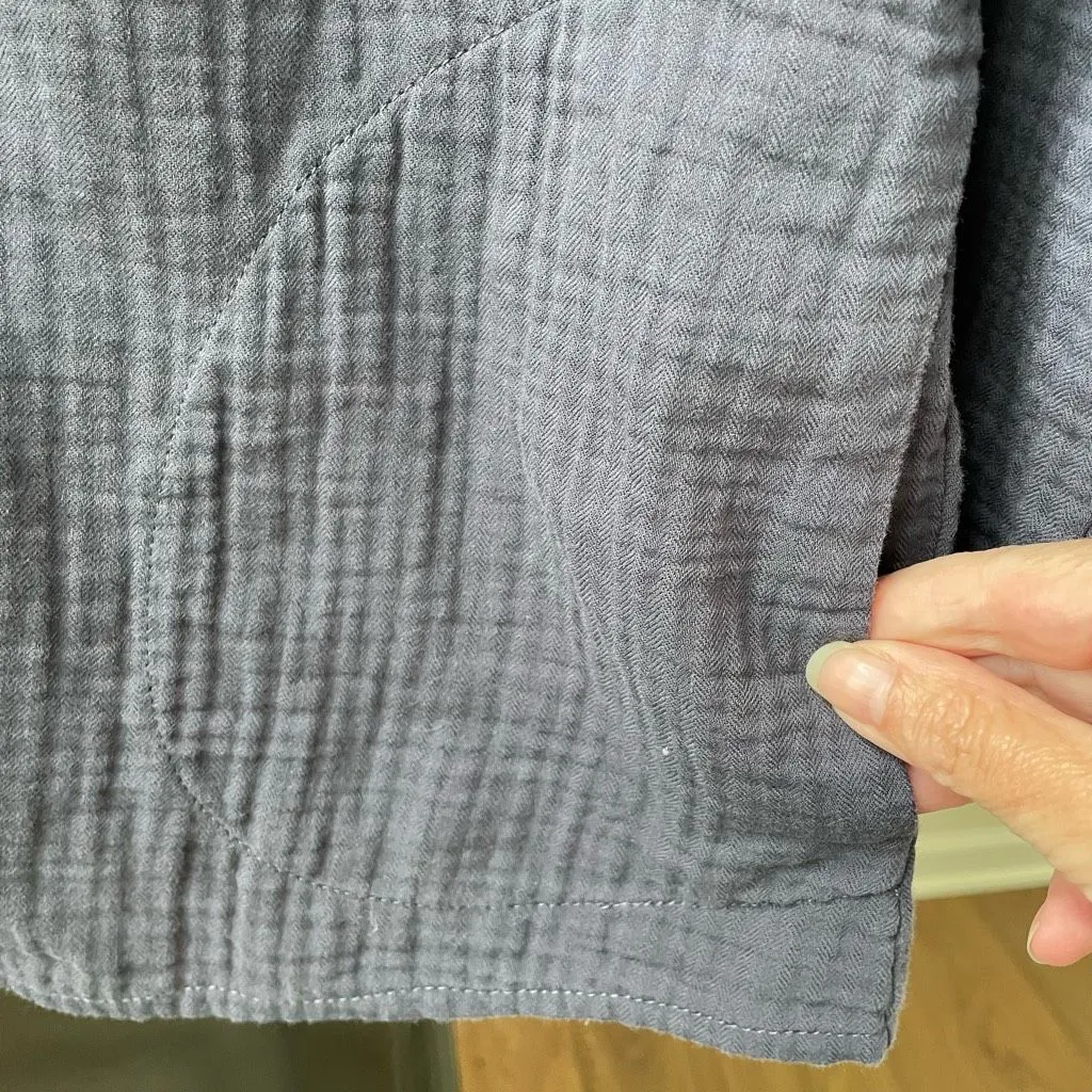 QVC Joan Rivers Button Shirt Shacket Cotton Grey M - Image 4