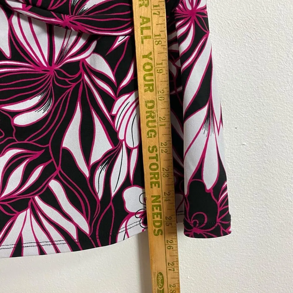Briggs New York Women's Plus Size 2X Black White/Pink Floral Print Blouse - Image 3