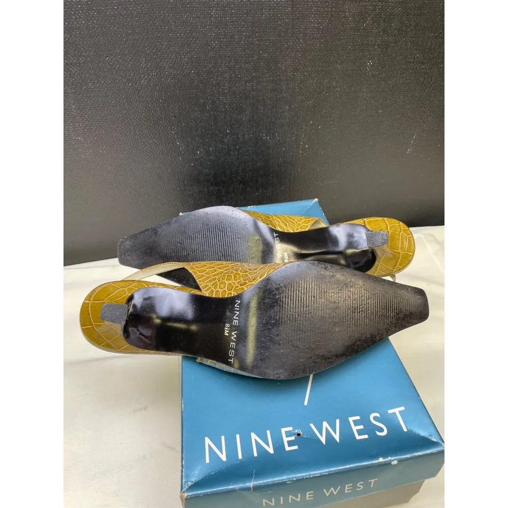 Nine West Womens LeatherGreen Croco Sling Back Shoes Pumps Size 8.5 SKU 6587 - Image 7