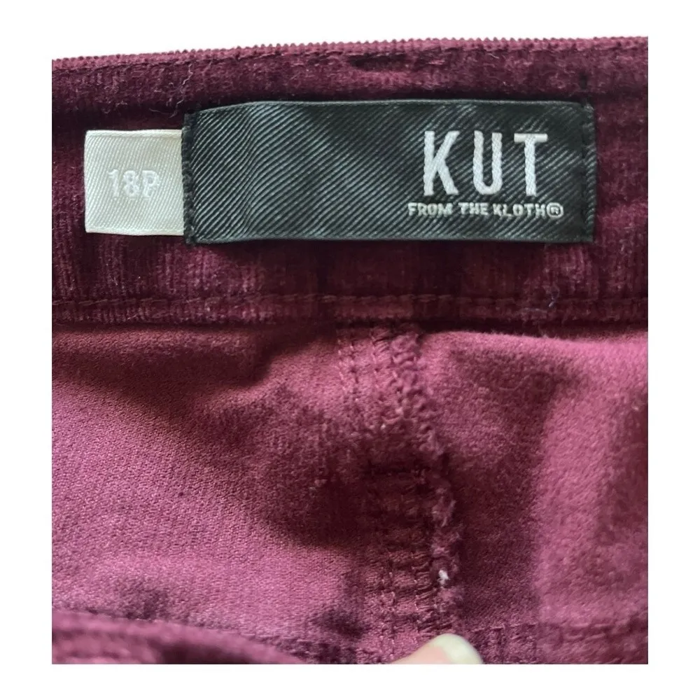 KUT FROM THE KLOTH Diana Fab Ab Skinny Corduroy Burgundy Jeans Women‎ Size 18P - Image 8