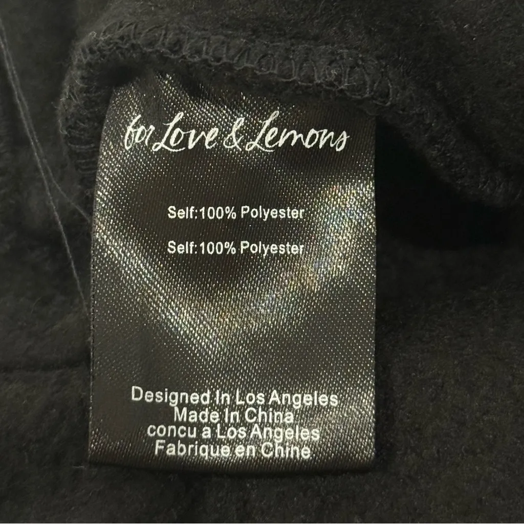 For Love And Lemons Julie Sweatpants Rose Embroidered Black Medium Coquette Chic - Image 10