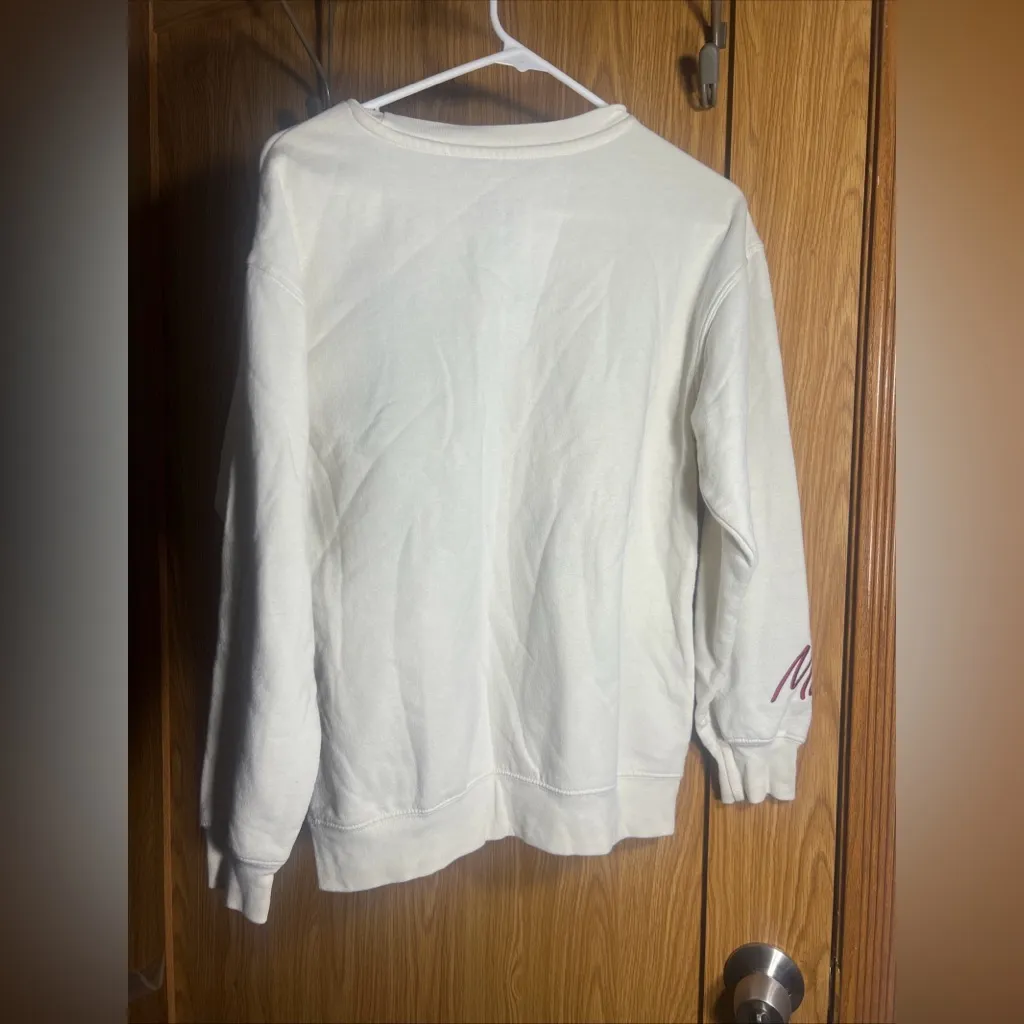 Disney White Crewneck Sweater with Mickey Mouse Patch - Image 2