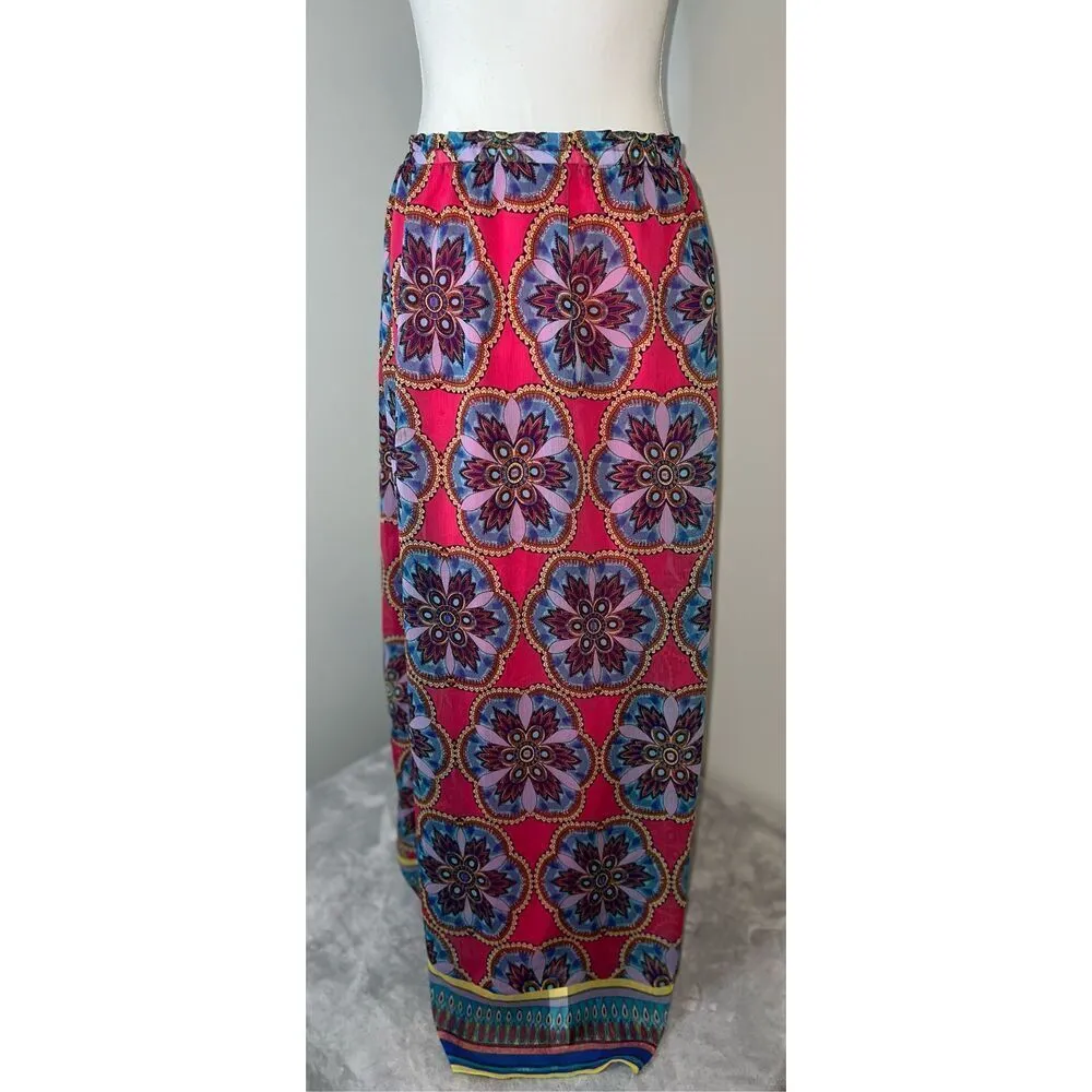 Women’s Starburst Boho Pink Maxi Skirt SMALL Blue - Image 4