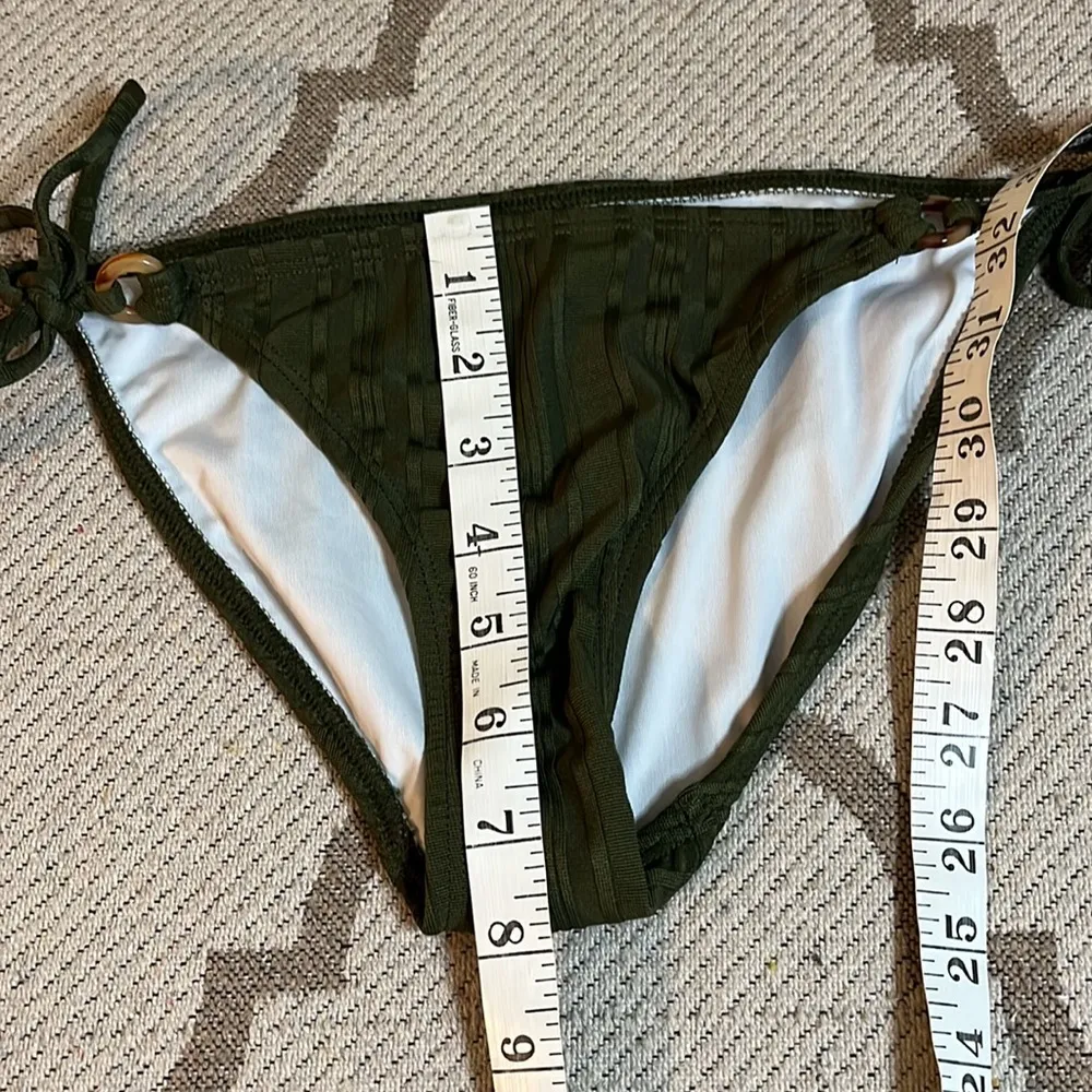 Shoshanna side tide army green striped bikini bottoms - Image 10