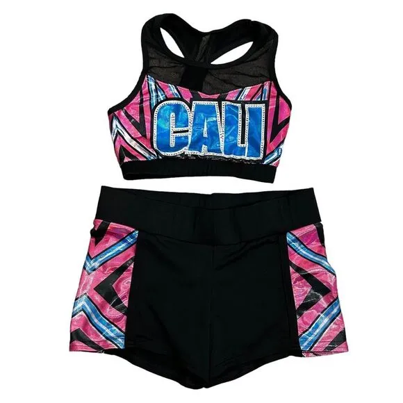 Varsity Spirit Cheerleading Shorts Sports Bra Set California Adult Small Pink - Image 1