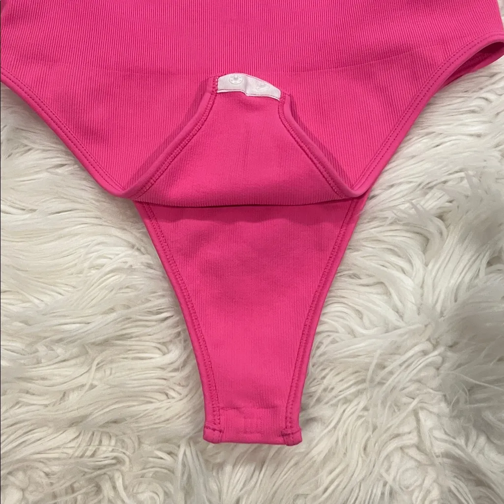 Waist cinching shapewear cheeky cut bodysuit hot pink large - Image 3
