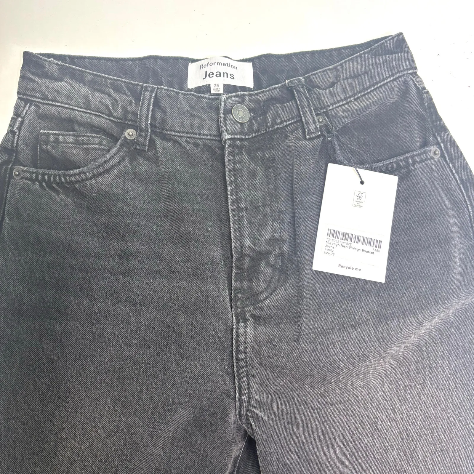 Reformation Mia Black High Rise Vintage Bootcut Jeans Rigid Denim Trinity 25 - Image 10