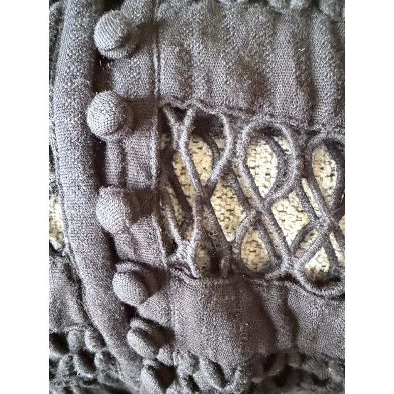 Free People Black Cutout Crochet Mini Dress – Boho Romantic Long Sleeve Size 4 - Image 13