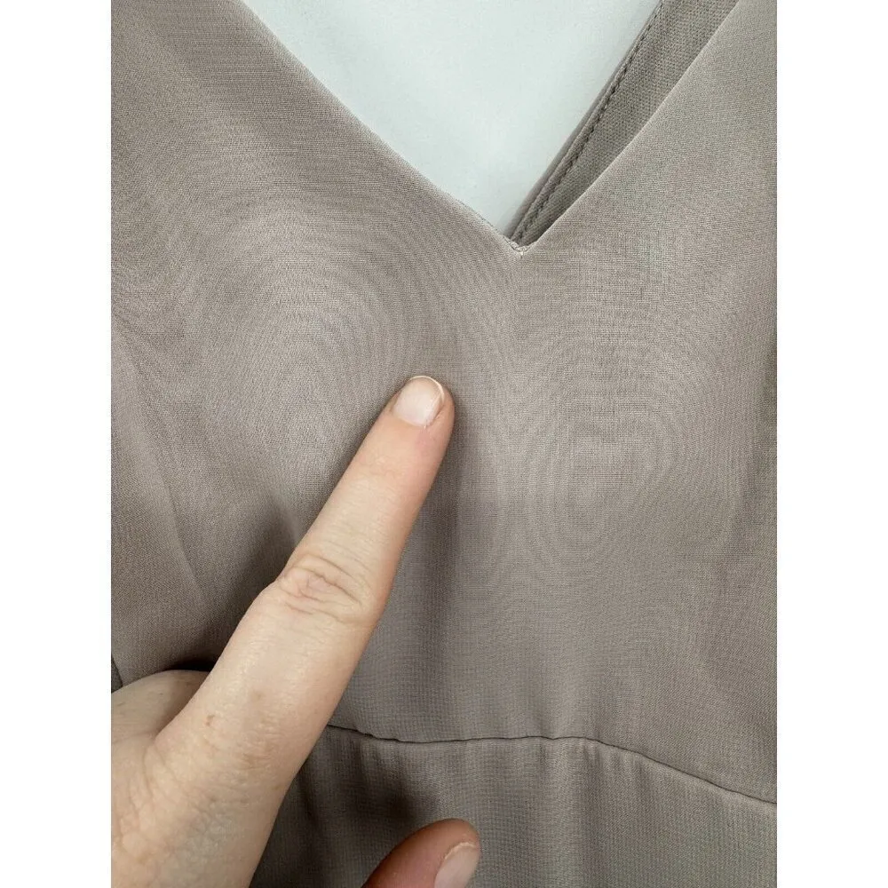 After Six‎ Bridesmaid Dress Women 12 Taupe Maxi Wedding Guest Elegant Has Flaws - Image 6