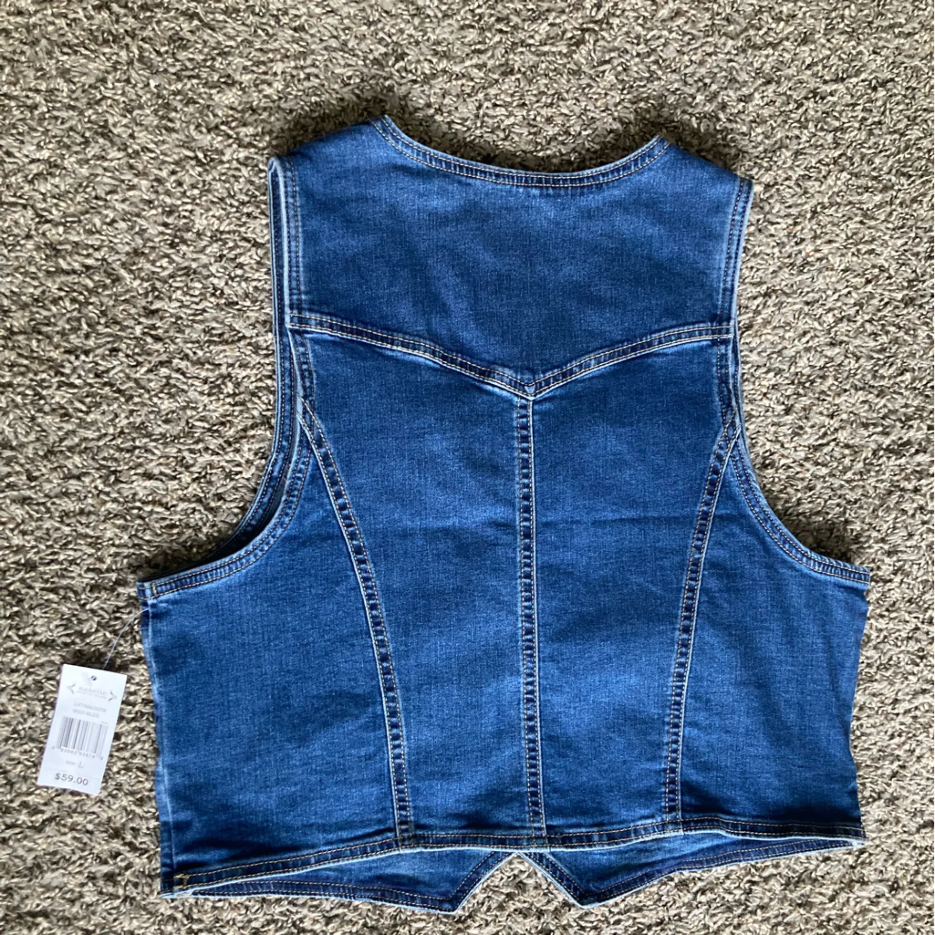 Lanete Medium Wash Denim Button Front Vest - Image 10