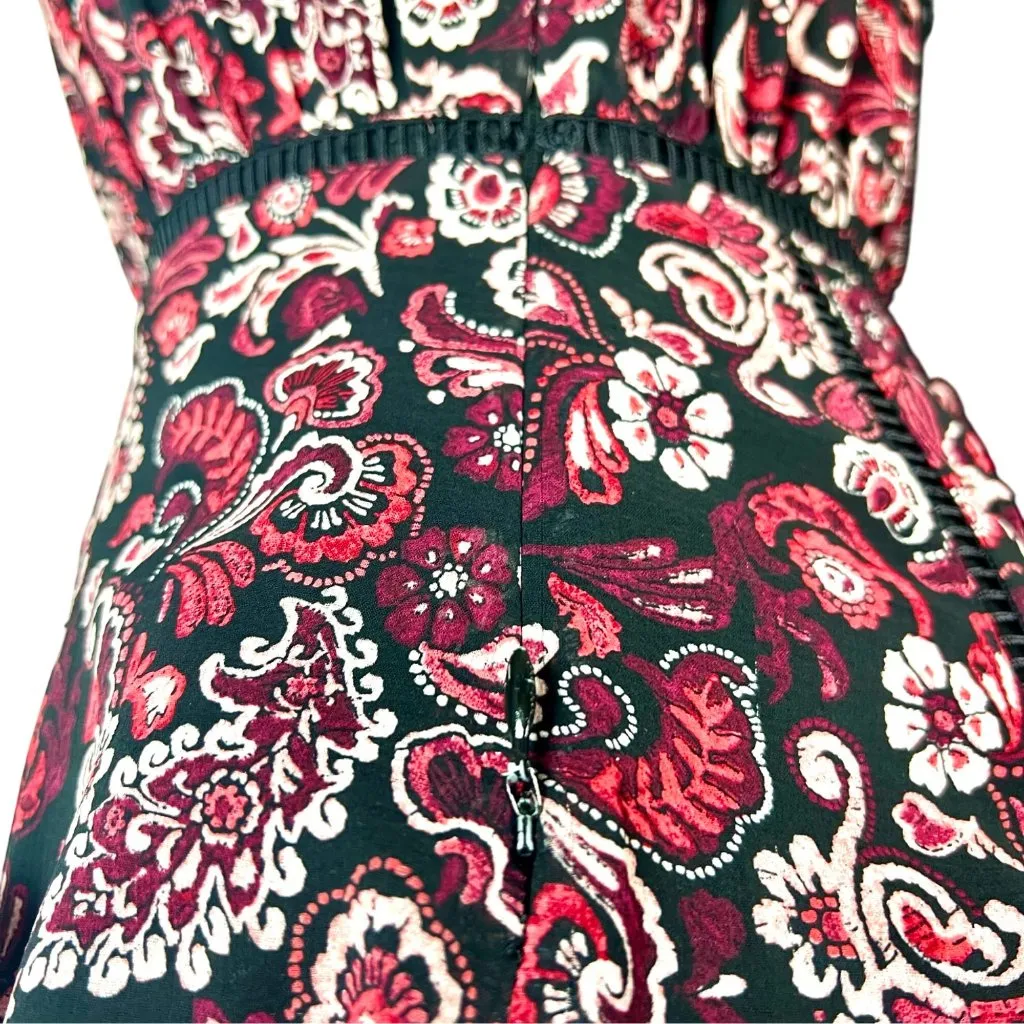 Cupcakes & Cashmere Graceland Paisley Peasant Dress Size 2 Black/Red Chiffon Red - Image 10