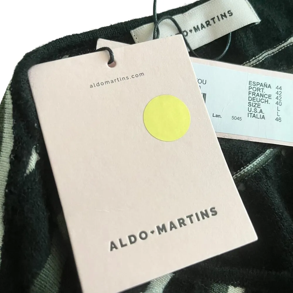 Aldo + Martins Black Abstract Stripe Alpaca Wool Ruffle Hem Cardigan Sweater NWT Size L - Image 4