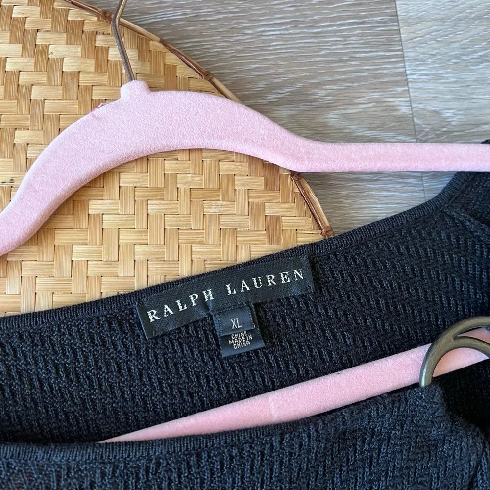 Ralph Lauren black label 100% linen black blouse w/ metal ring cut‎ out size XL - Image 2