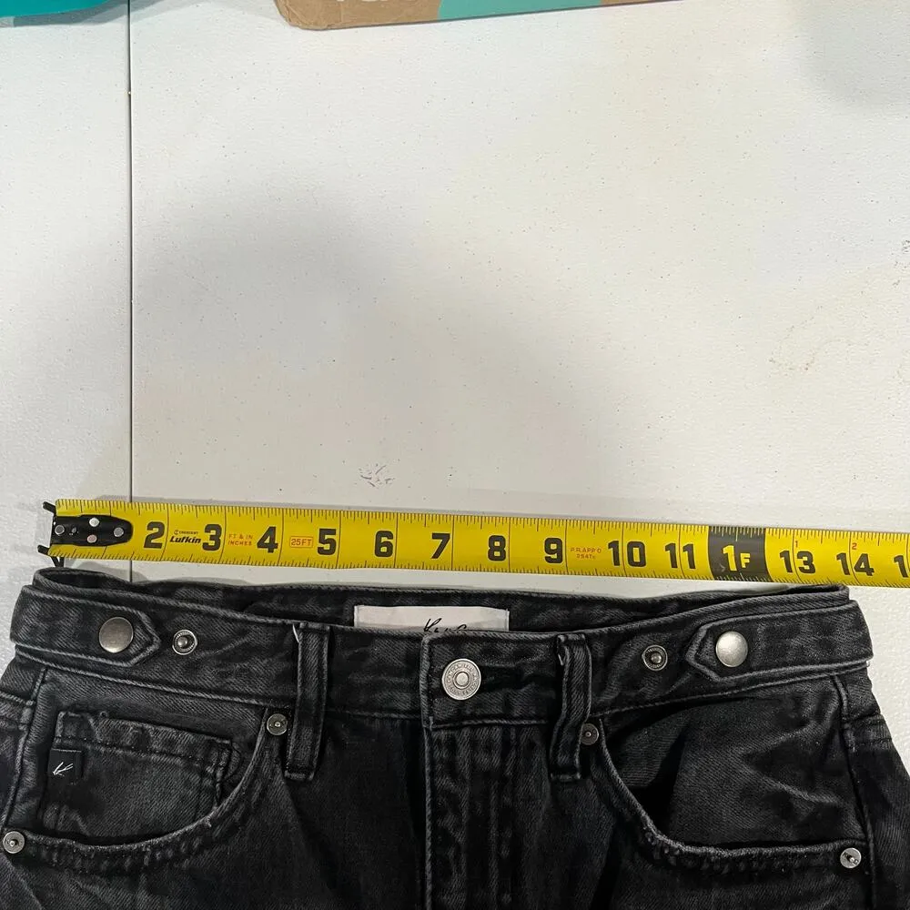 Kancan Faded Black High Rise Straight Cuffed Jeans Womens Size 3/25 KC7412BK - Image 7