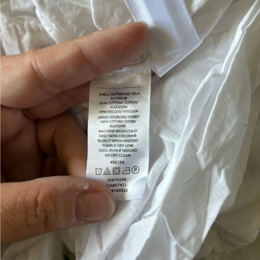 Lou & Grey polka dot white cotton blend v neck short sleeve dress size large - Image 3