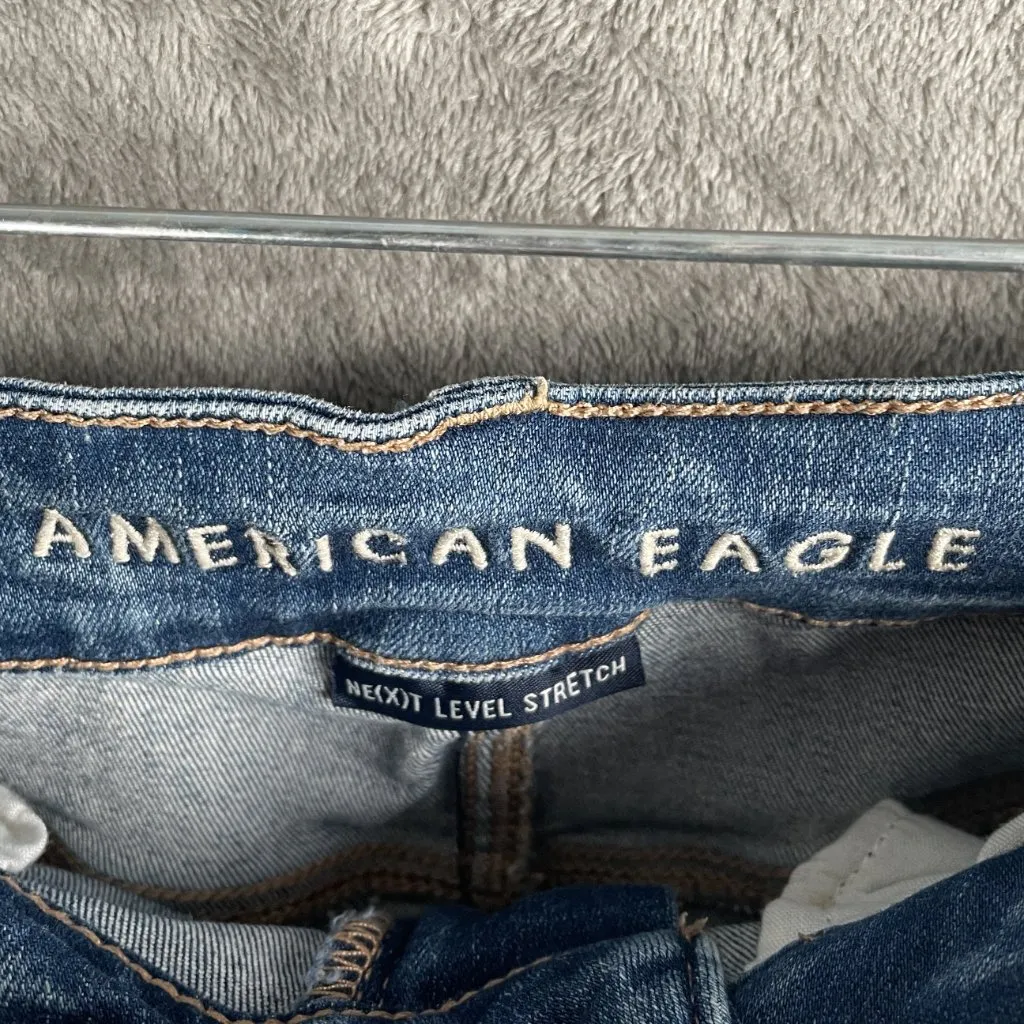 American Eagle Hi-Rise Shortie Women’s 8 Jean Shorts Stretch Distressed Western - Image 3