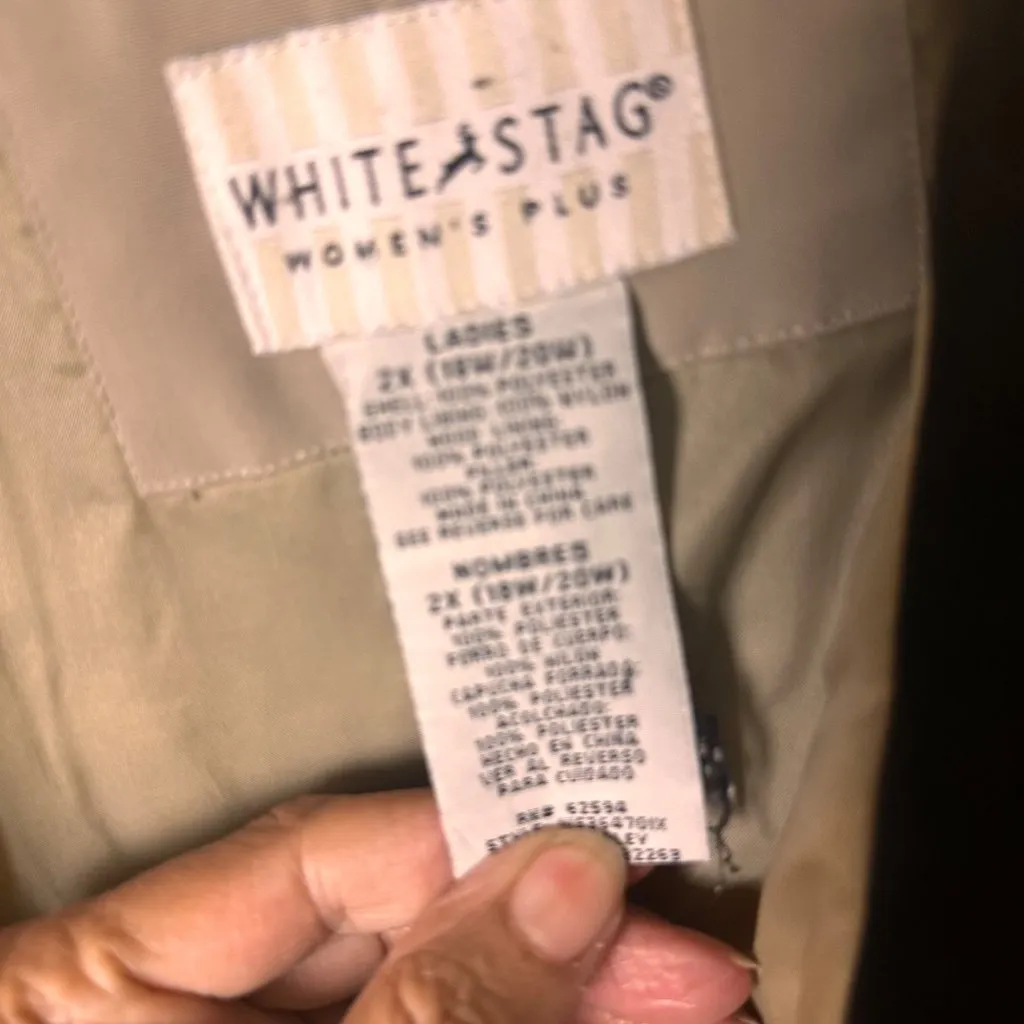 White Stag Size 2X Plus Beige Jacket Hooded Snap Front Water-Resistant Women - Image 4