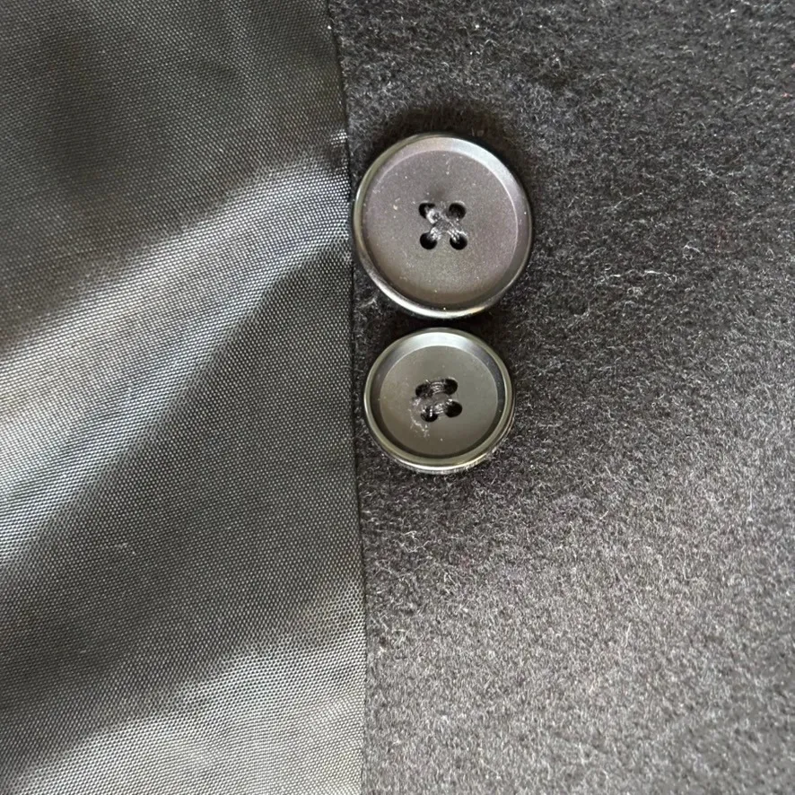 Vtg Larry Levine Wool Pea Coat Sz 6 Black Faux Fur Collar Old Money City Classic - Image 8