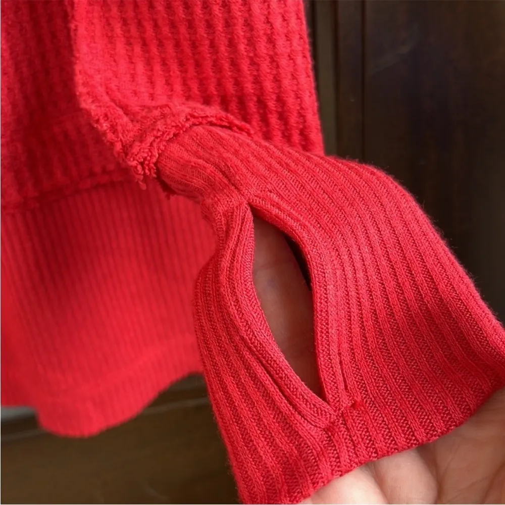 NWT Free People North Shore Thermal Long Sleeve Tunic Top Red Oversized X-Small - Image 11