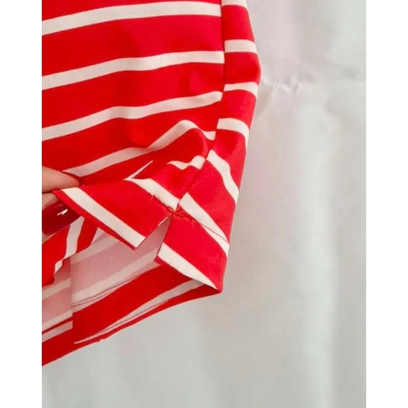 Nike Women's Dri-Fit Shorty Printed Golf Shorts in Crimson/White Stripes sz. 14 - Image 5