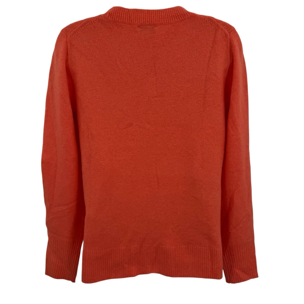 J. Crew Factory Women Crewneck Extra Yarn Pullover Sweater Sz S In Bright Coral Orange - Image 2