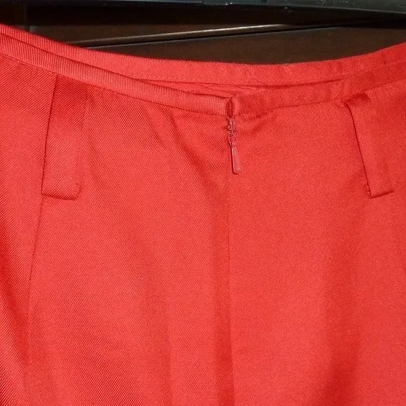 Linda Allard  Red 100% Silk Short Skirt, 6 8, New - Image 4