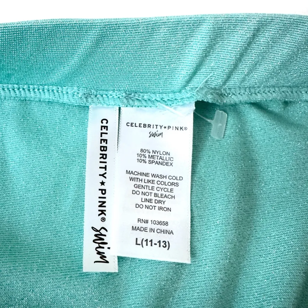 NWT Celebrity Pink "Julia" Banded Swim Aqua Mini Skirt/Cover Up - Image 5