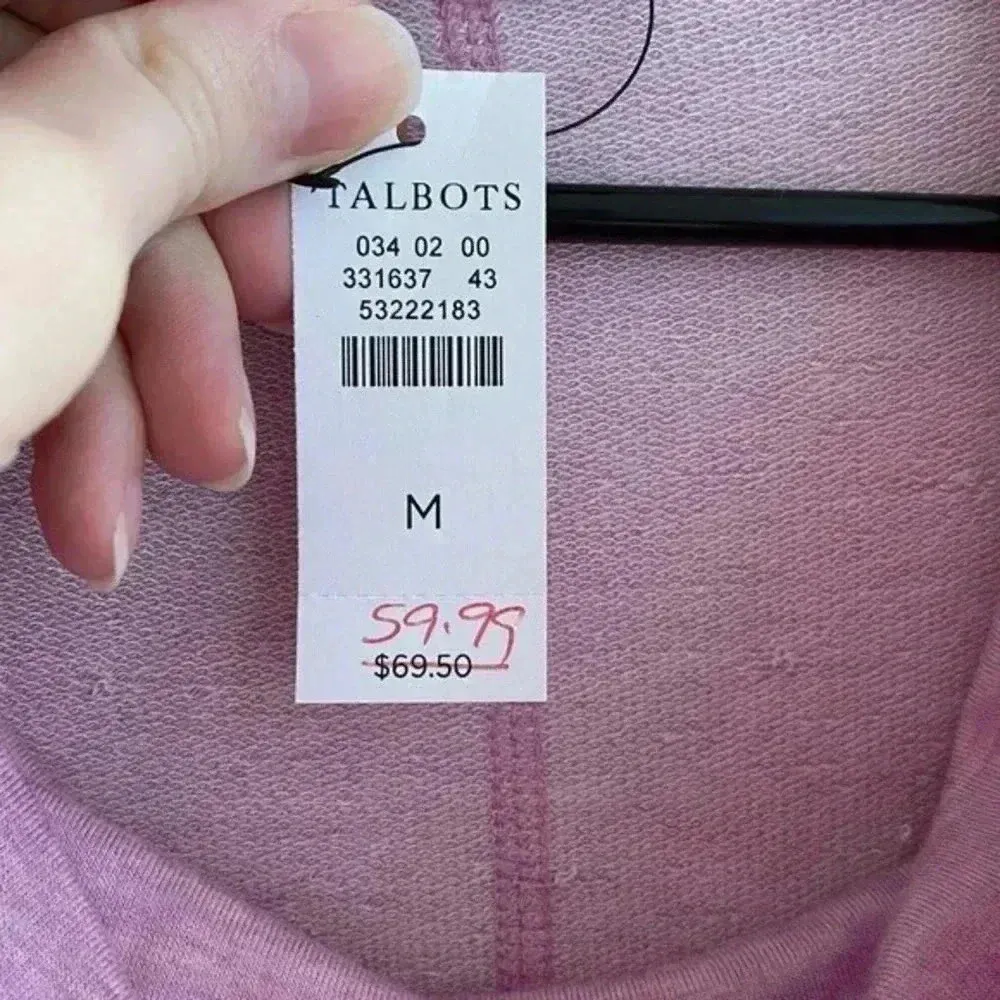 Talbot’s Terry Cowlneck Top, Light Pink/Purple, Size Medium - Image 6