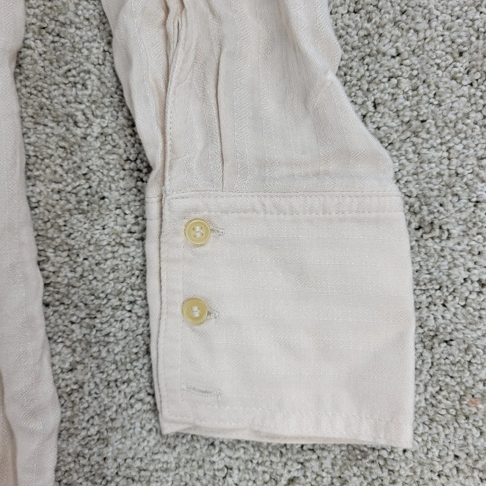 Free People Womens Belted‎ Top Medium Cream Solid Button Down Long Sleeve Blouse - Image 5