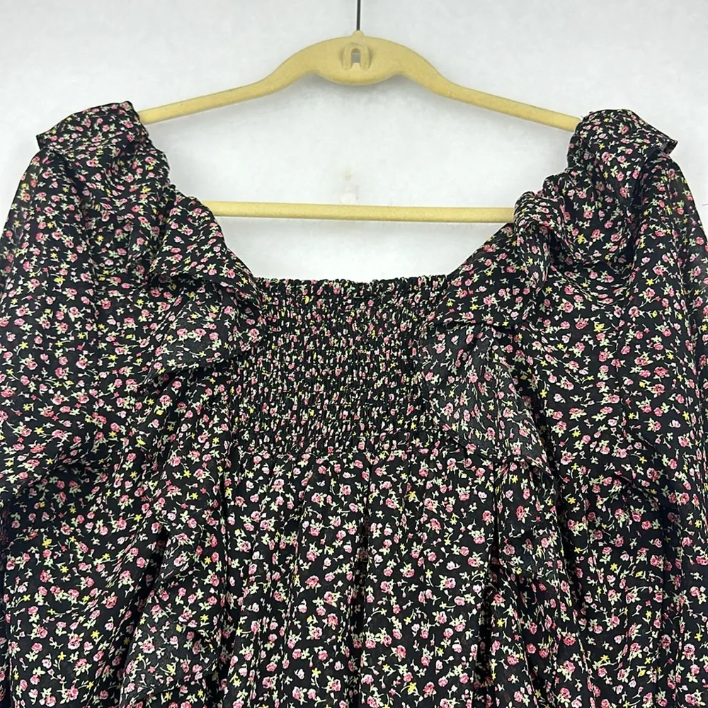 Passport Top Women Square Neck Ruffle Long Sleeve Shirt Blouse SZ L Multiple Size L - Image 6