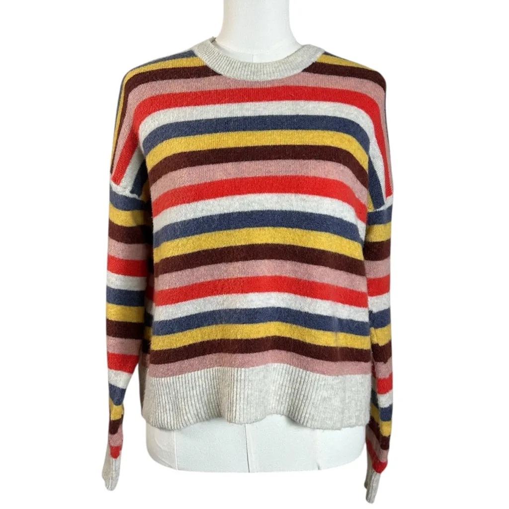 Madewell Cardiff Striped Crewneck Sweater in Coziest Yarn Size XS Preppy Boxy - Image 5