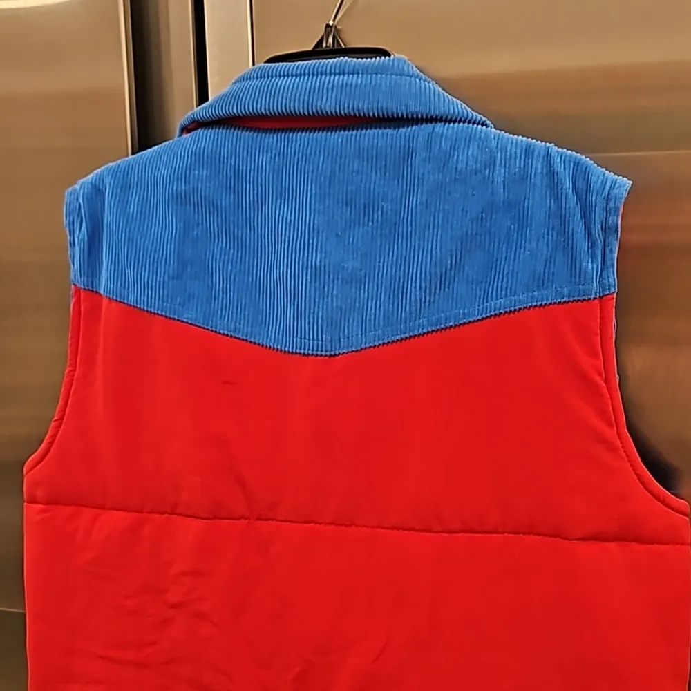 đź’•AVIATOR NATIONđź’• Reversible Sleeveless Corduroy Vest ~ Red & Blue Small - Image 4