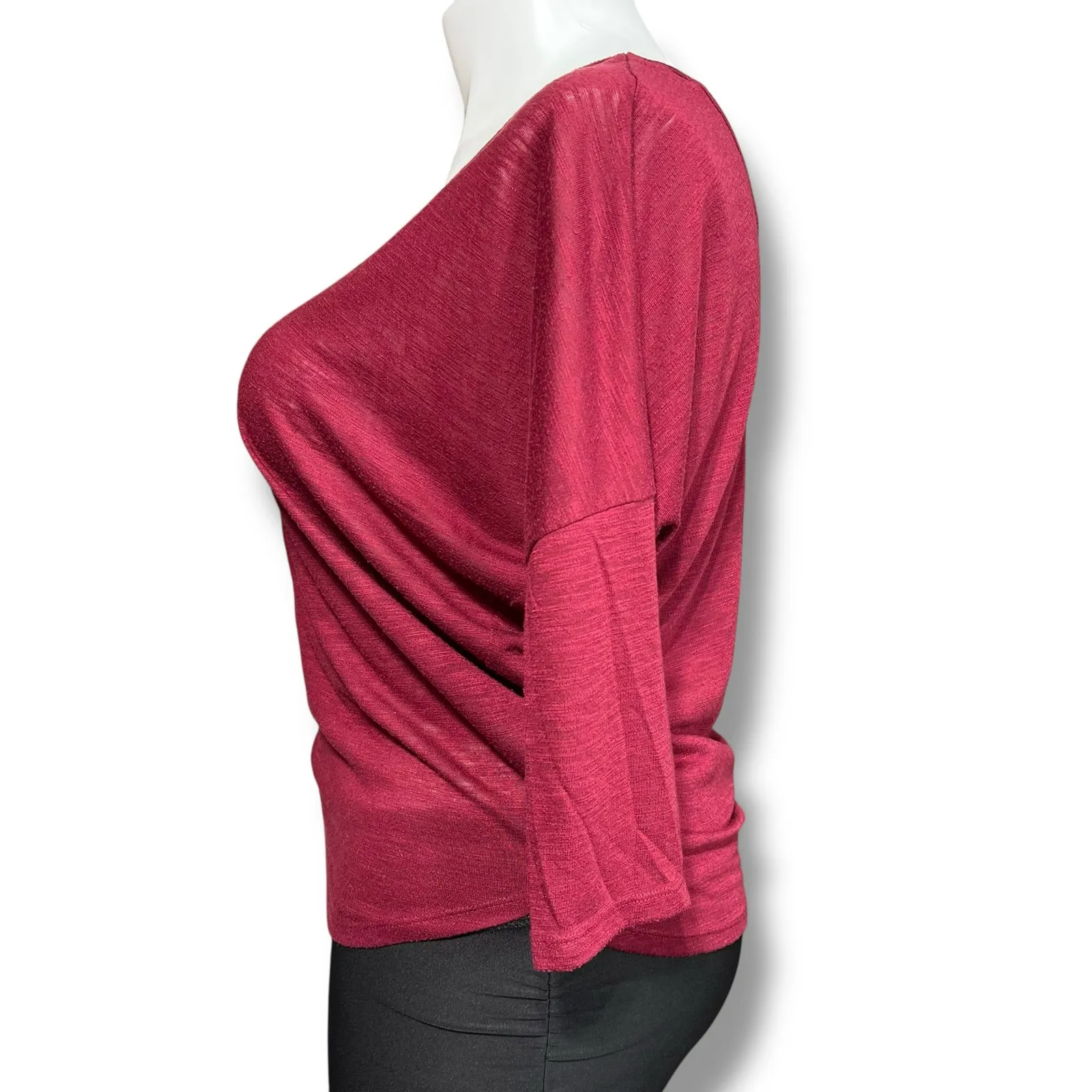 Maurices Womens Sweater Shirt Top V Neck Strappy Back Burgundy Red Large - Image 5