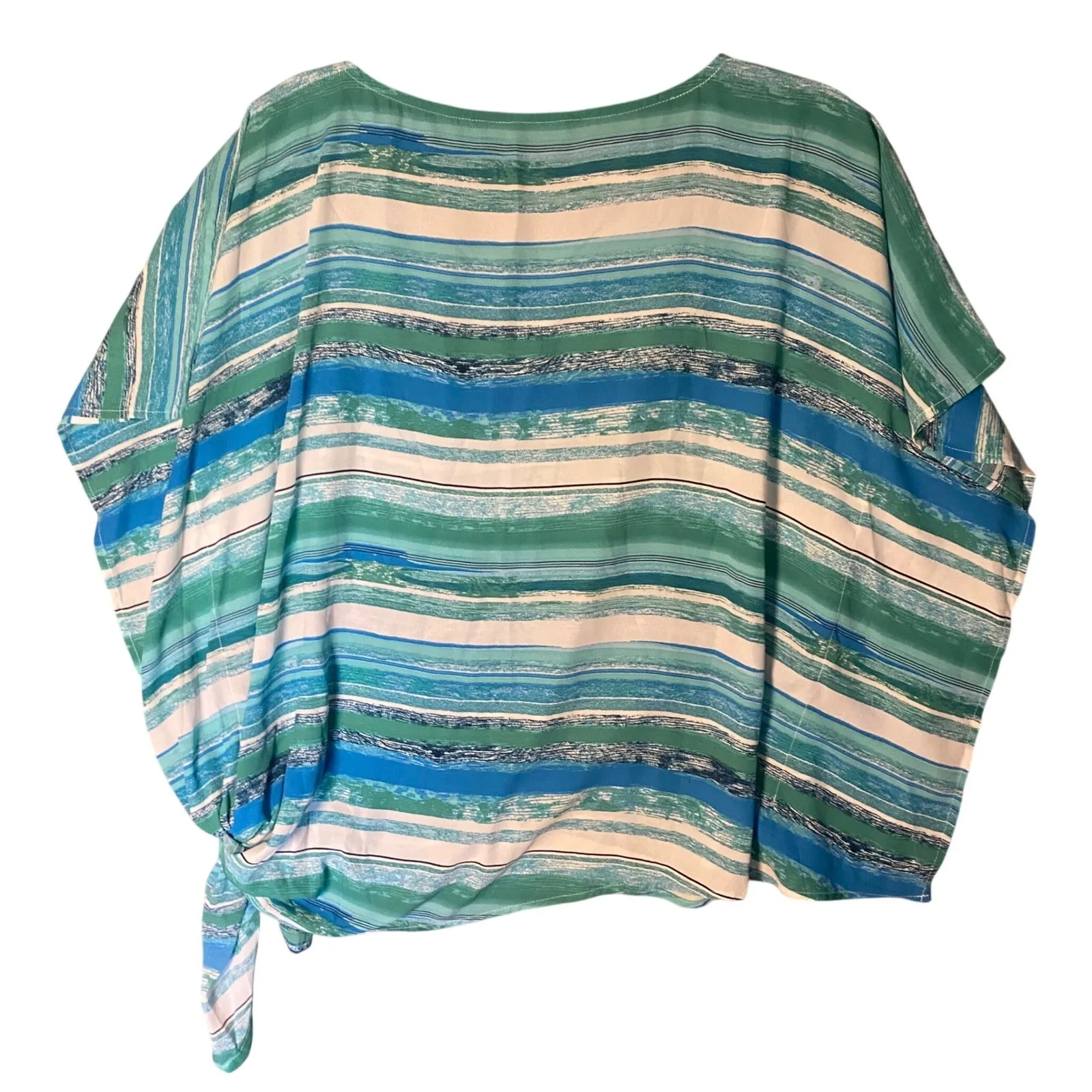 Zac & Rachel Women's Small Striped Tie Waist Kaftan Top Green - Image 2