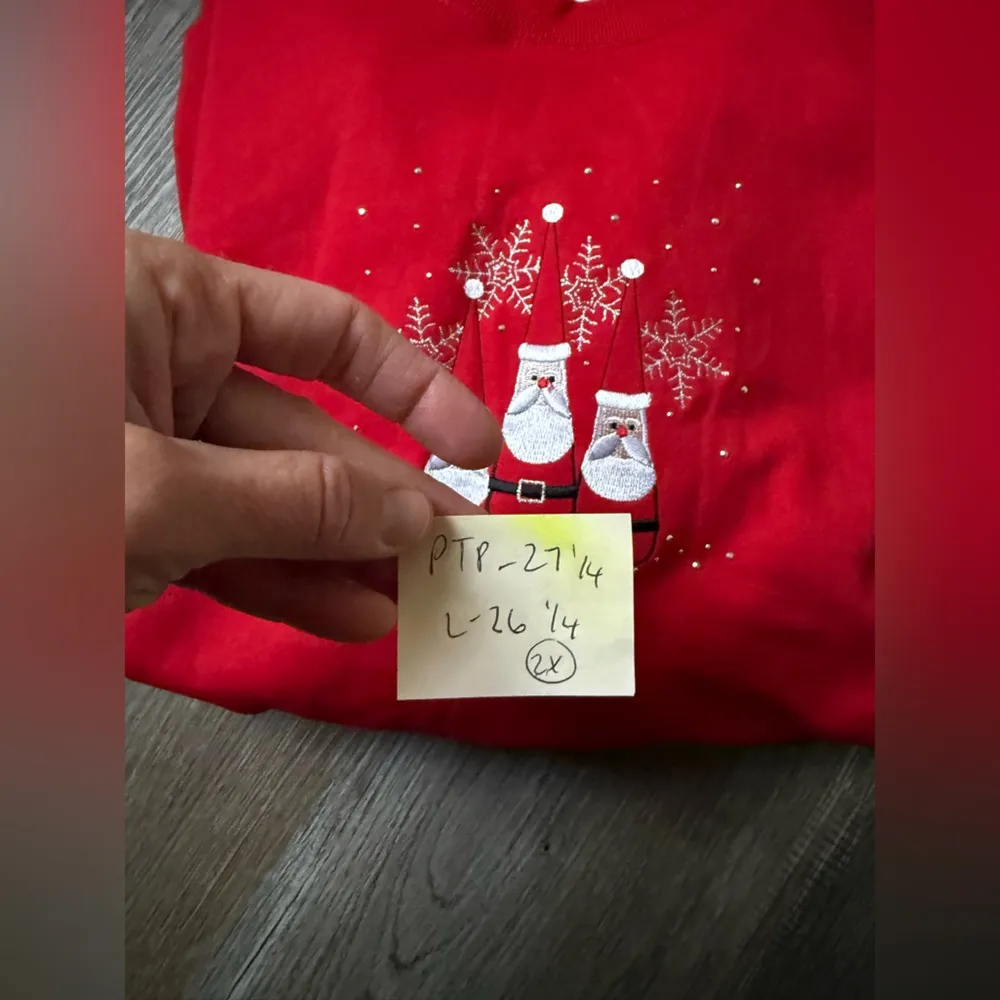 VTG M & C Sportswear Christmas Ugly Sweater Santa Embroidered Festive Red 2X - Image 7